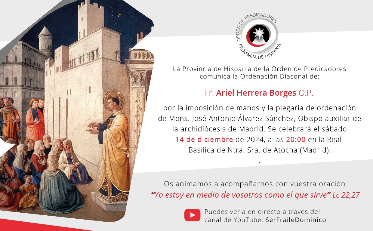 Invitación a la ordenación diaconal de Fr. Ariel Herrera Borges